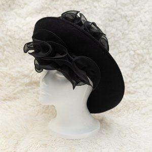 Vintage 1960s Black Wool Felt Hat